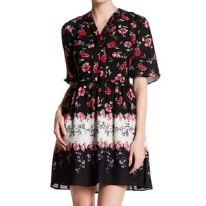 EUC Cece By Cynthia Steffe Floral Print Tie Neck Size 0P Dress!